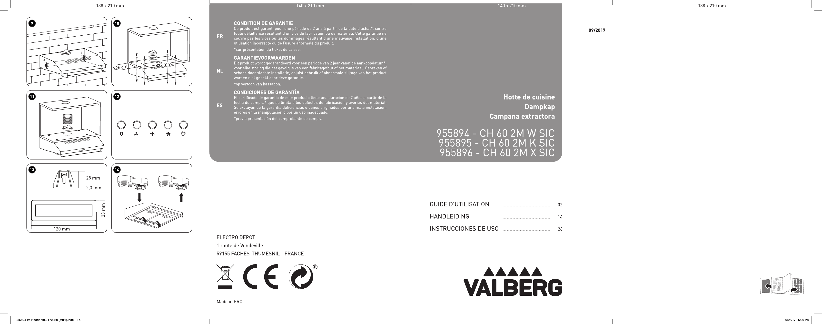 Notice hotte VALBERG CH 60 2M K SIC Trouver une solution à un problème